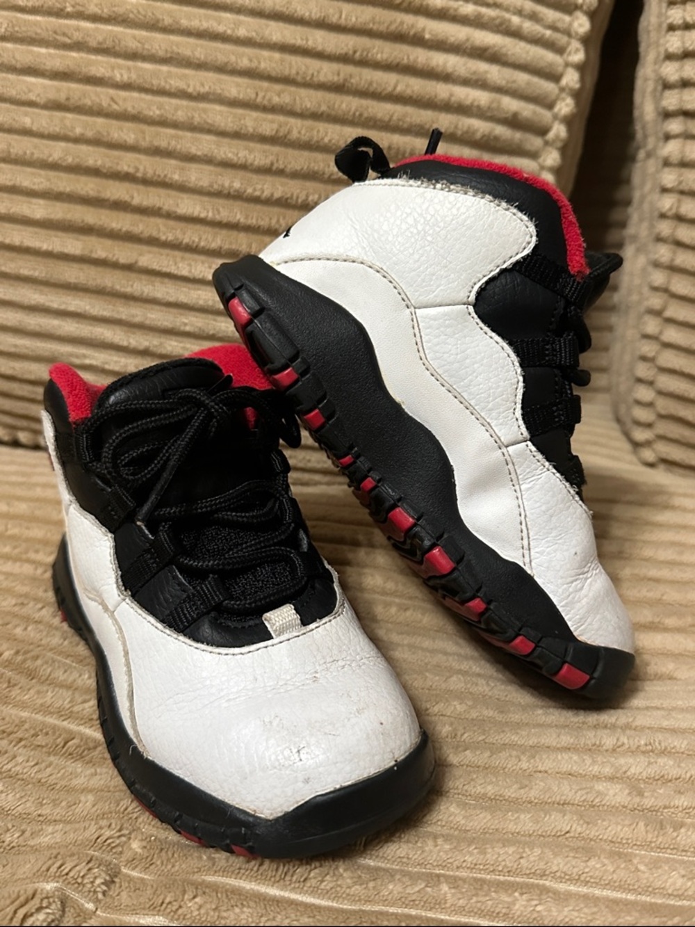 Jordan Kids White, Black & Red High-Top Sneakers 9C